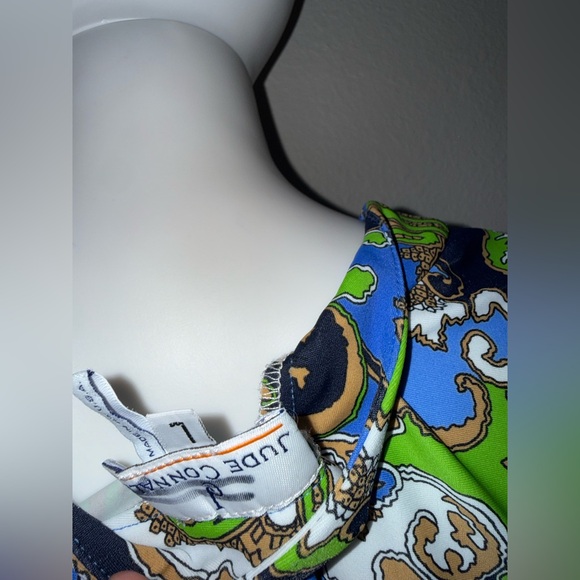 Jude Connally. Floral Shift Dress Blue & Green L Paisley - Picture 3 of 3